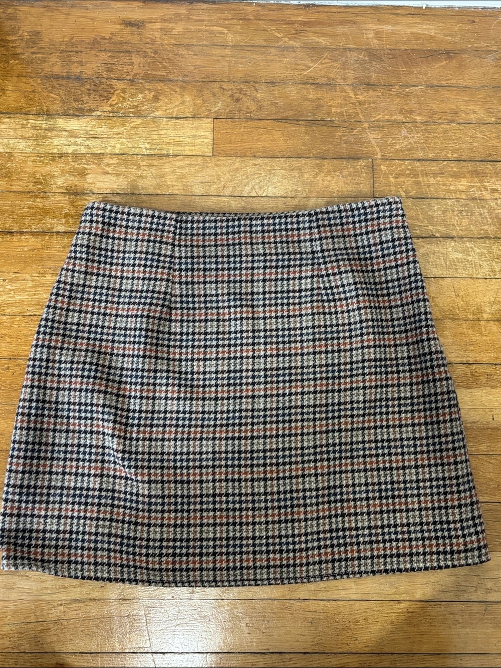 Old Navy Women’s Fitted Houndstooth Brown Plaid Mini Skirt Size L Autumn Career